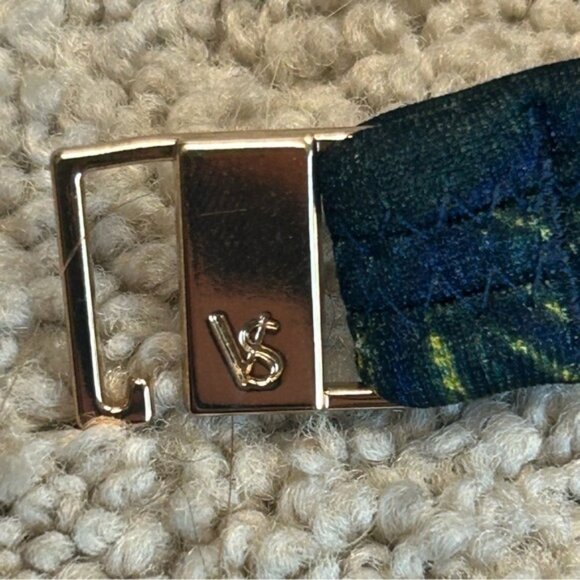 Victorias Secret navy blue green tropical leaf print rhinestone bikini top - Picture 7 of 10